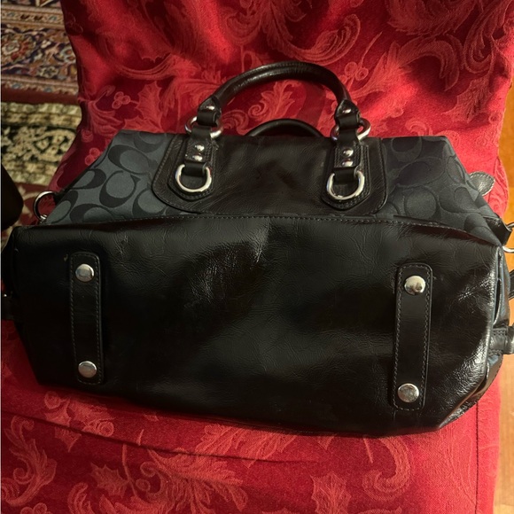 Coach Ashley Jacquard Black Satin Satchel Bag F15443 - 13”x7” - Picture 8 of 9